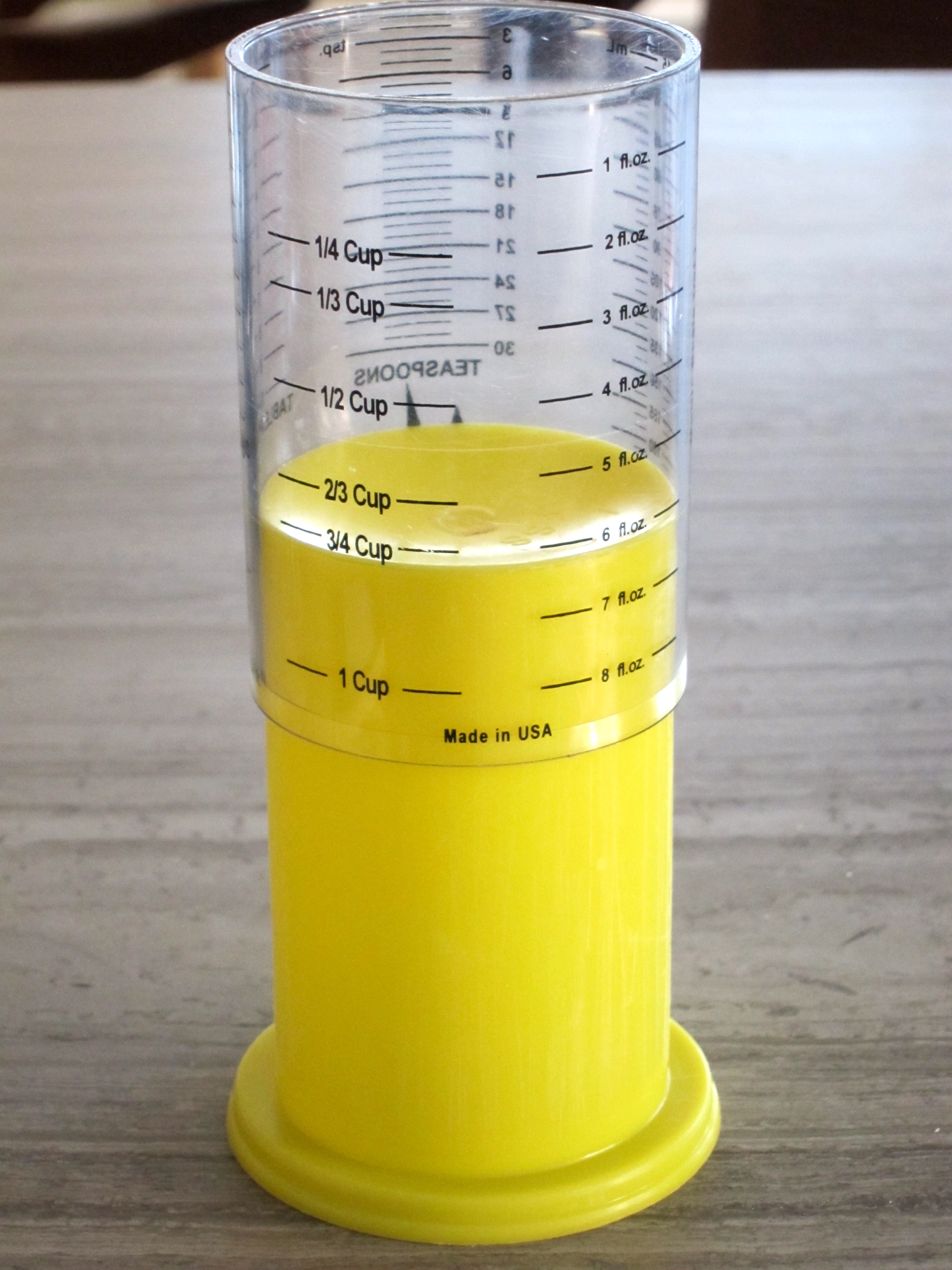 Milmour Products Metric Wonder Cup Measuring Cup Wet/Dry Measure Yellow USA